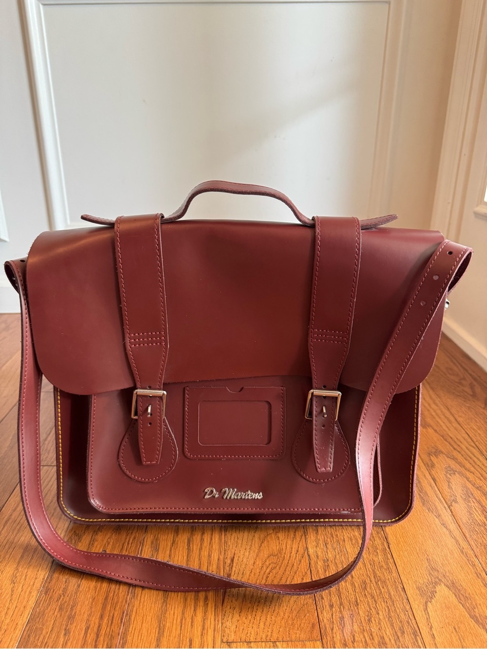 Dr Martens 15 Inch Cherry Red Leather Satchel Laptop Bag EUC